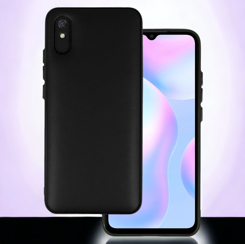 Silikonski ovitek "Smooth Leather 3D" za Xiaomi Redmi 9A - črna – Infostyle – Črna / PU usnje + PC