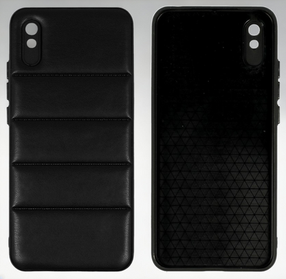Silikonski ovitek "Striped Leather 3D" za Xiaomi Redmi 9A - črna – Infostyle