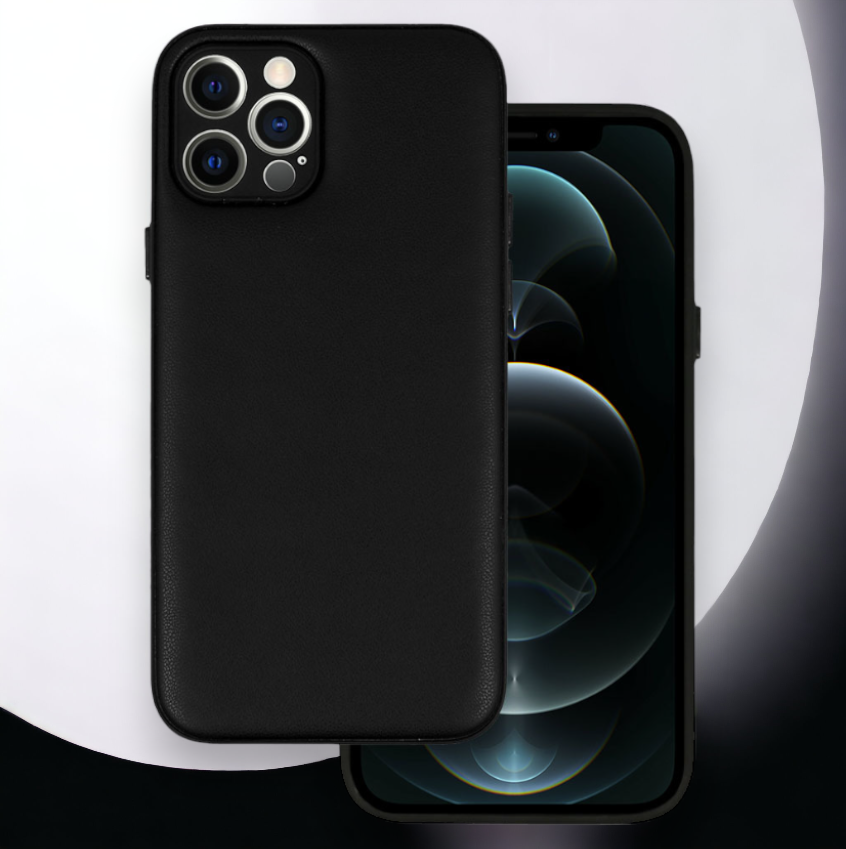Silikonski ovitek "Smooth Leather 3D" za iPhone 12 Pro - črna – Infostyle – Črna / PU usnje + PC