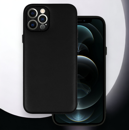 Silikonski ovitek "Smooth Leather 3D" za iPhone 13 Pro Max - črna – Infostyle – Črna / PU usnje + PC