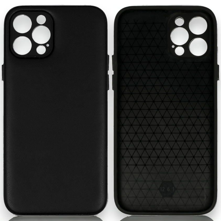 Silikonski ovitek "Smooth Leather 3D" za iPhone 13 Pro - črna – Infostyle
