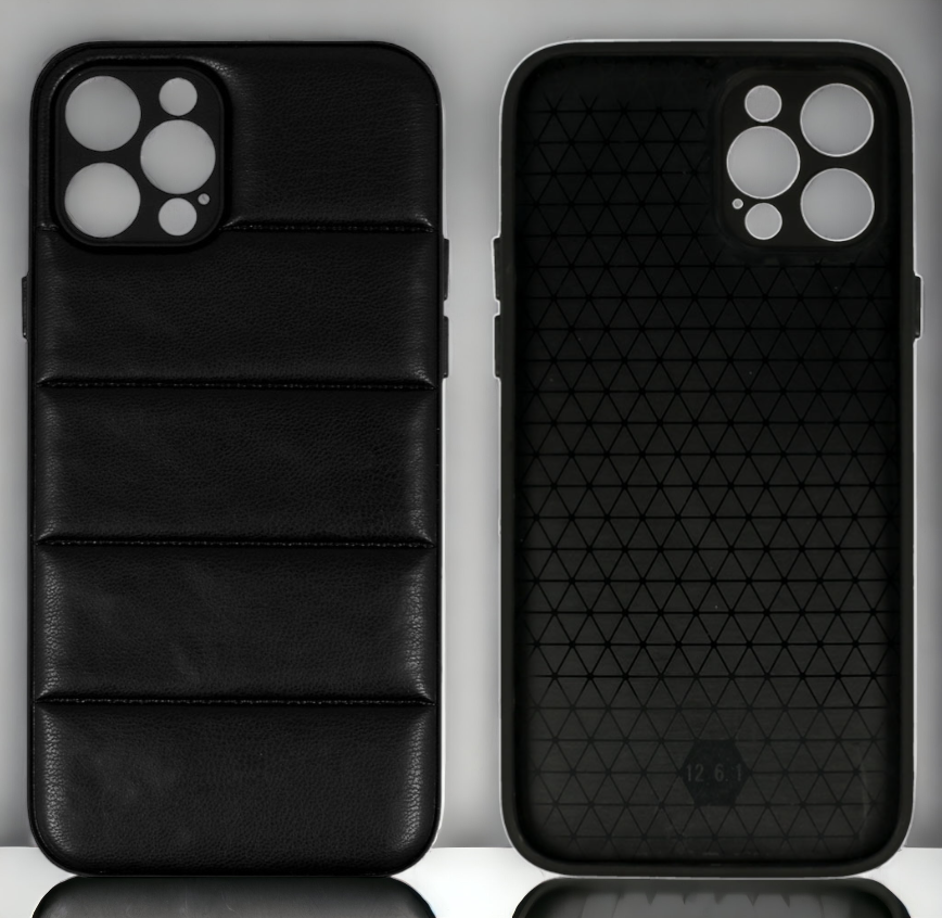 Silikonski ovitek "Striped Leather 3D" za iPhone 13 Pro - črna – Infostyle