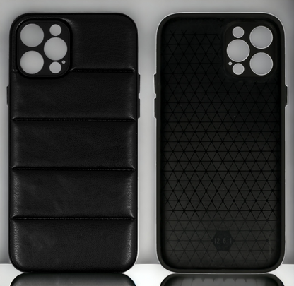 Silikonski ovitek "Striped Leather 3D" za iPhone 13 Pro - črna – Infostyle