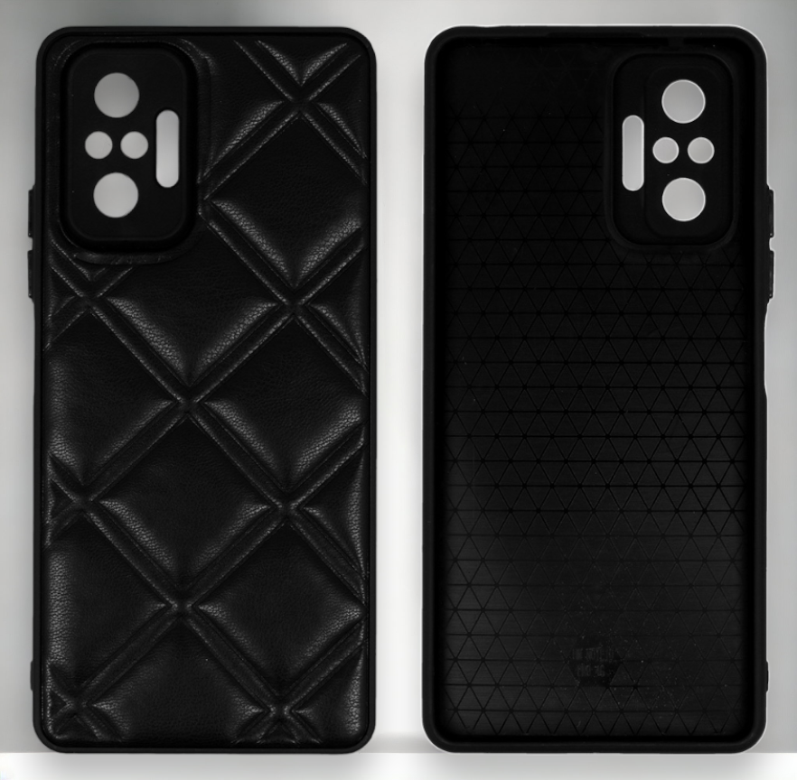 Silikonski ovitek "Checkered Leather 3D" za Xiaomi Redmi Note 10 Pro - črna – Infostyle