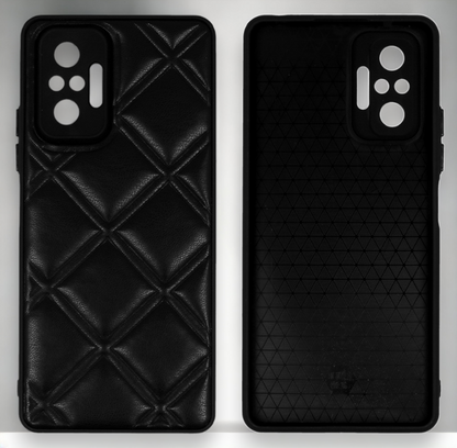 Silikonski ovitek "Checkered Leather 3D" za Xiaomi Redmi Note 10 Pro Max - črna – Infostyle