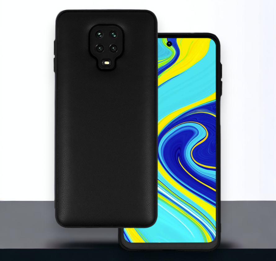 Silikonski ovitek "Smooth Leather 3D" za Xiaomi Redmi Note 9s - črna – Infostyle – Črna / PU usnje + PC