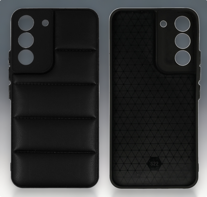 Silikonski ovitek "Striped Leather 3D" za Samsung Galaxy S22 - črna – Infostyle