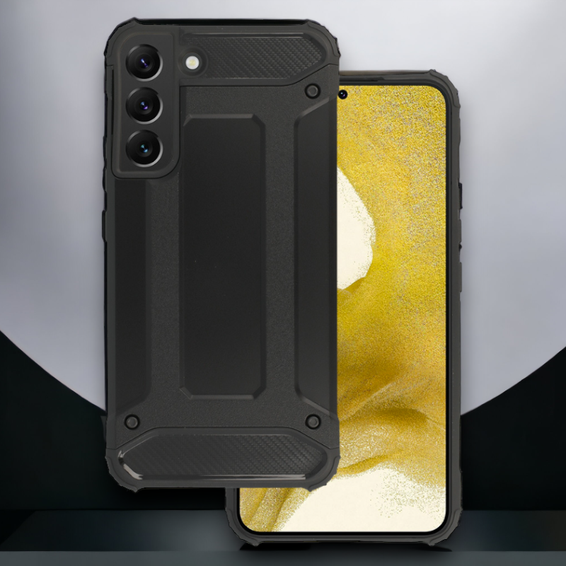 Silikonski ovitek "armor carbon" za Samsung Galaxy S22 - Črna – Infostyle – Črna / PC + TPU silikon