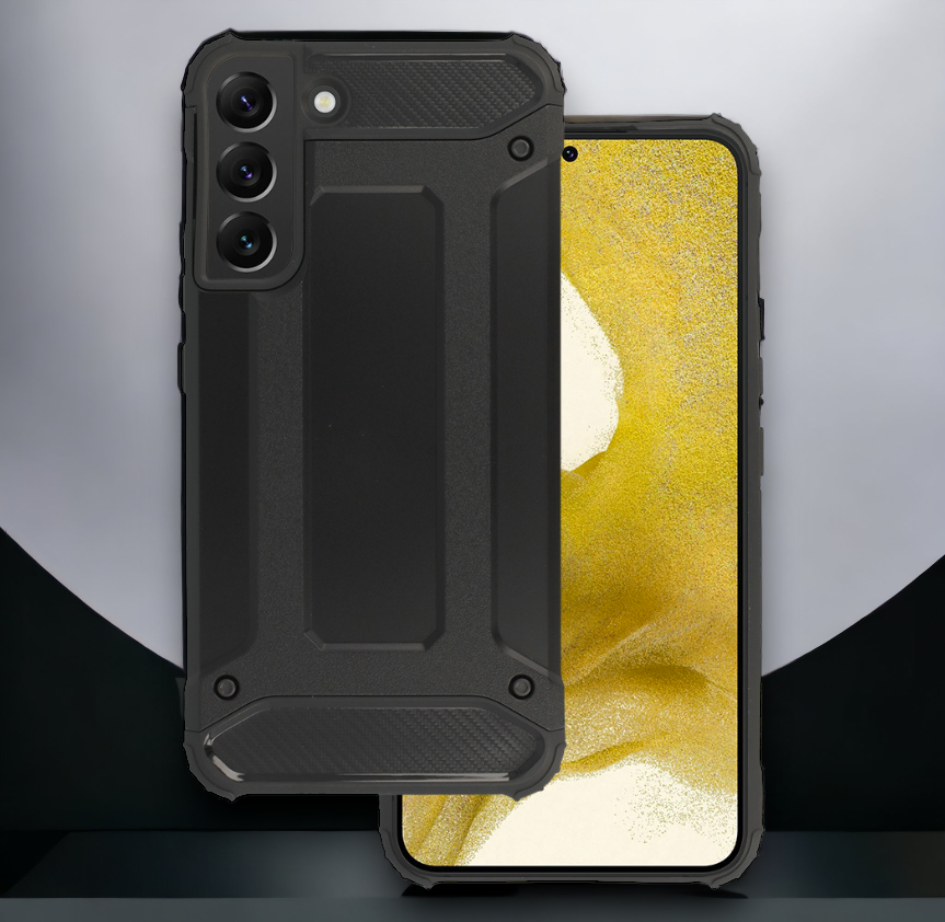 Silikonski ovitek "armor carbon" za Samsung Galaxy S22 Plus - Črna – Infostyle – Črna / PC + TPU silikon