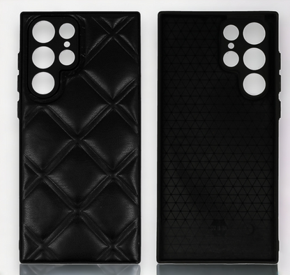 Silikonski ovitek "Checkered Leather 3D" za Samsung Galaxy S22 Ultra - črna – Infostyle