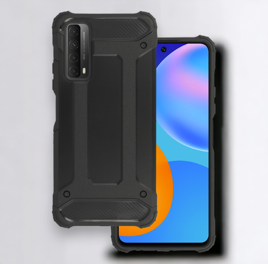 Silikonski ovitek "armor carbon" za Huawei P Smart 2021 - Črna – Infostyle – Črna / PC + TPU silikon