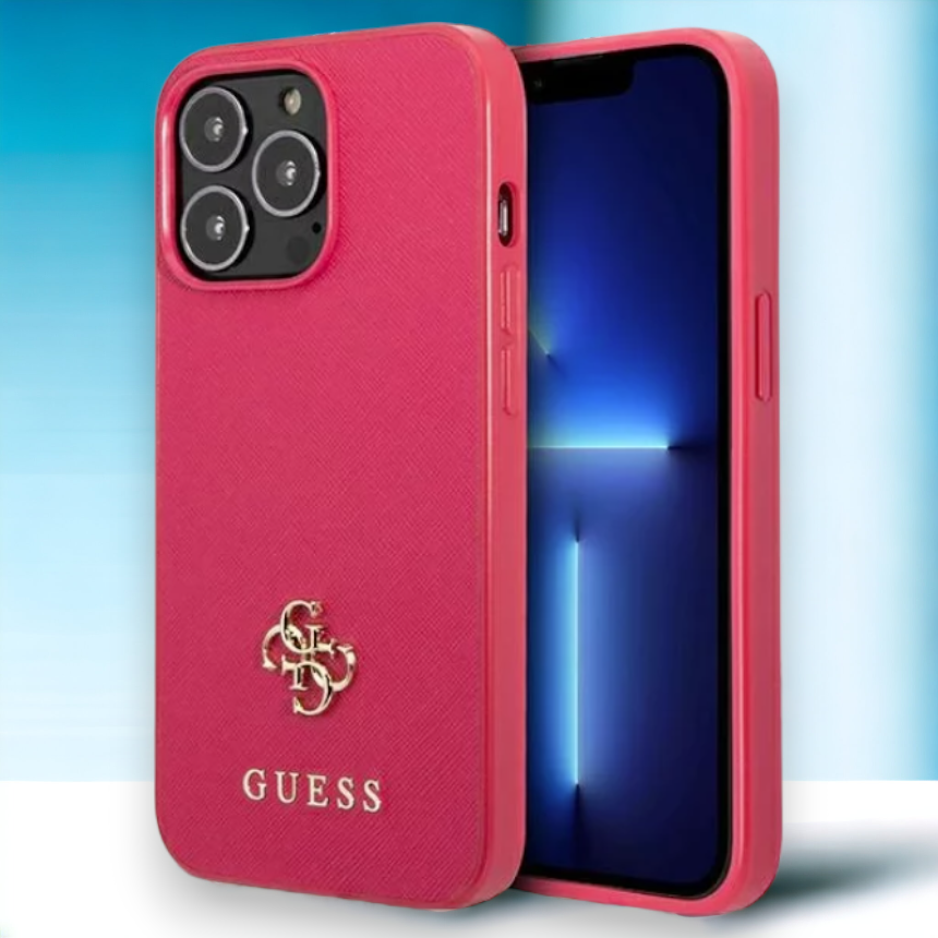 Ovitek Guess "pink mini 3D" za iPhone 13 Pro Max/12 Pro Max (GUHCP13XPS4MF) – Živo roza / PC + TPU silikon + Ekološko us