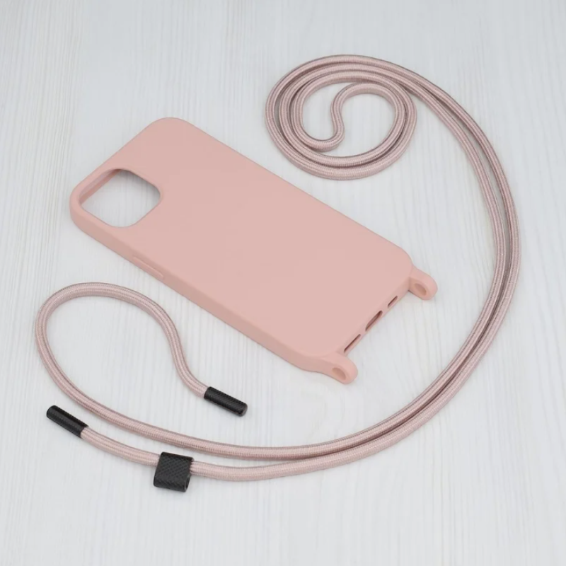 Silikonski ovitek "Crossbody Lanyard" za iPhone 13 Pro Max/12 Pro Max - Roza – Techsuit