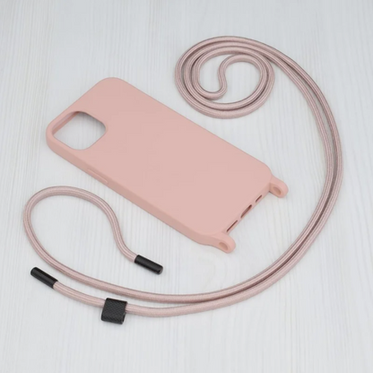 Silikonski ovitek "Crossbody Lanyard" za iPhone 13 Pro Max/12 Pro Max - Roza – Techsuit