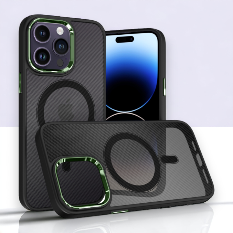 Ovitek "Magnetic Carbon - MagSafe" za iPhone 11/XR - Zelena – Tel Protect – Temno zelena / PC + TPU silikon