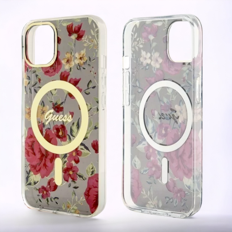 Ovitek Guess "Flower" za iPhone 14 Pro Max s tehologijo MagSafe - rjava (GUHMP14XHCFWSA)