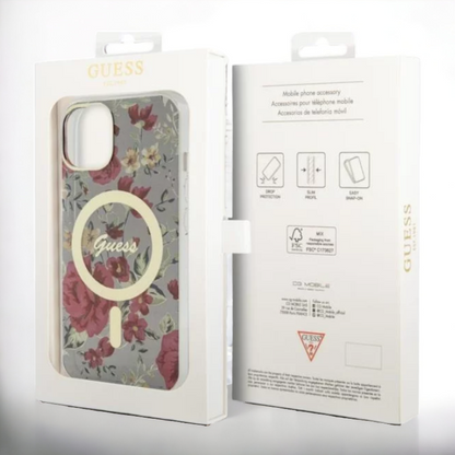 Ovitek Guess "Flower" za iPhone 13 Pro Max/12 Pro Max s tehologijo MagSafe - rjava (GUHMP13XHCFWSA)