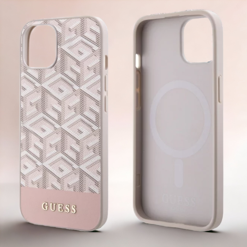 Ovitek Guess "Cube PINK" za iPhone 14 Pro s tehnologijo MagSafe (GUHMP14LHGCFSEP)