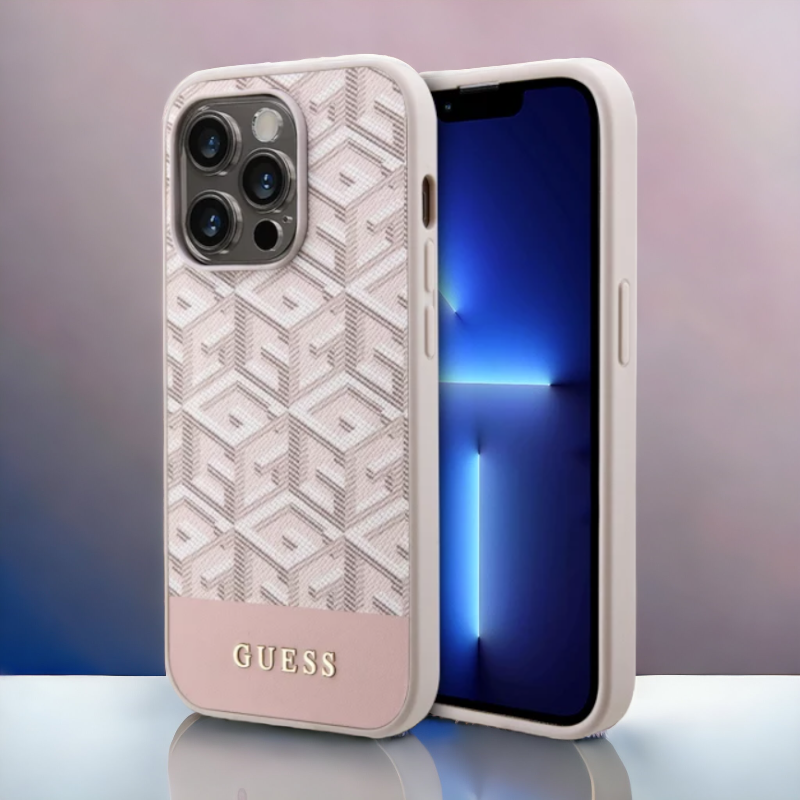 Ovitek Guess "Cube PINK" za iPhone 14 Pro s tehnologijo MagSafe (GUHMP14LHGCFSEP) – Svetlo roza / TPC + TPU silikon