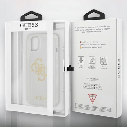 Ovitek Guess "Big 4G Full Glitter" za iPhone 13/14/15 - prozorna (GUHCP14SPCUGL4GTR)