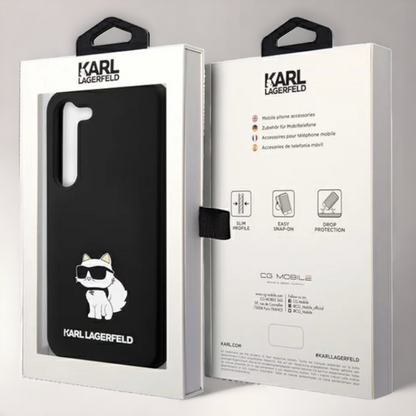 Silikonski ovitek Karl Lagerfeld "Liquid Silicone Choupette" za Samsung Galaxy S23 (KLHCS23SSNCHBCK)