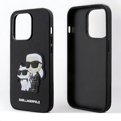 Ovitek Karl Lagerfeld "Saffiano - Karl and Choupette" za iPhone 14 Pro Max (KLHCP14XSANKCPK)