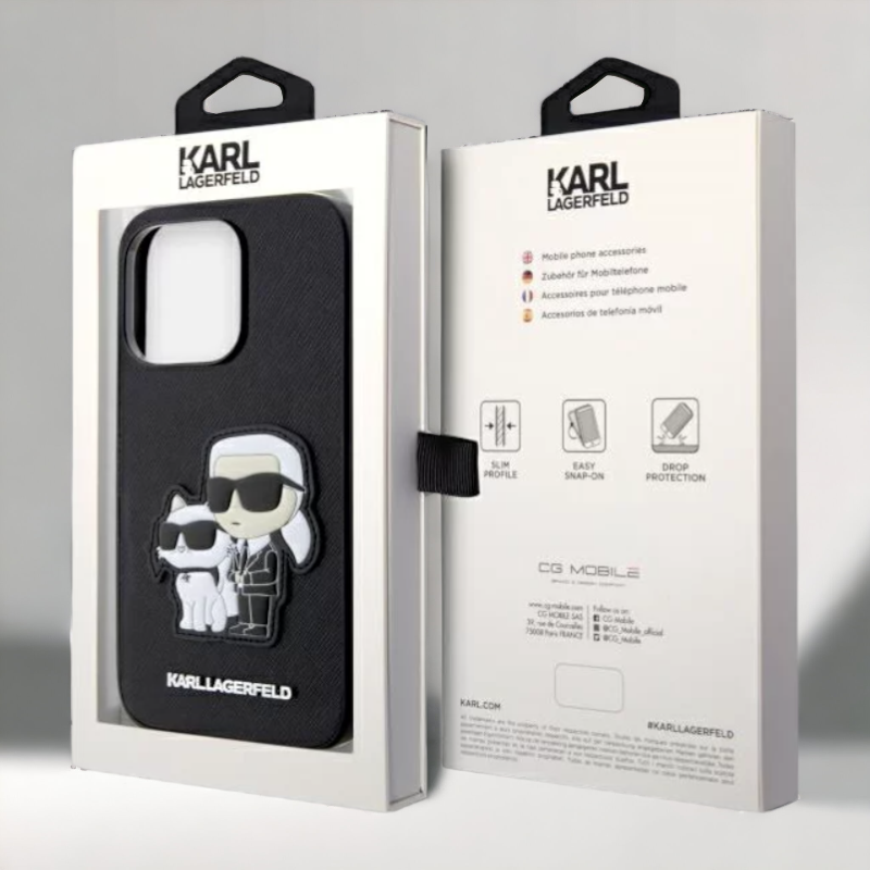 Ovitek Karl Lagerfeld "Saffiano - Karl and Choupette" za iPhone 14 Pro Max (KLHCP14XSANKCPK)