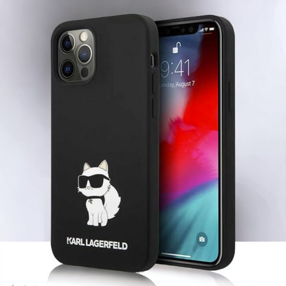 Silikonski ovitek Karl Lagerfeld "Liquid Silicone Choupette" za iPhone 13 Pro (KLHCP13LSNCHBCK) – Črna / TPU silikon