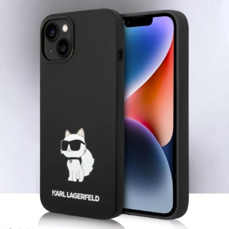 Silikonski ovitek Karl Lagerfeld "Liquid Silicone Choupette" za iPhone 12/12 Pro (KLHCP12MSNCHBCK) – Črna / TPU silikon