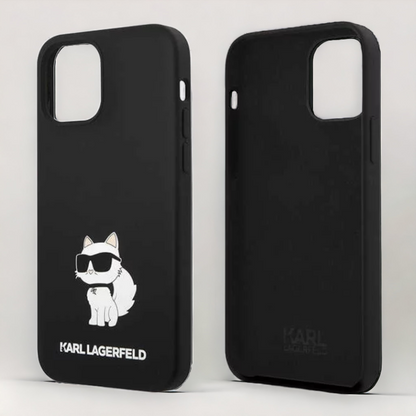 Silikonski ovitek Karl Lagerfeld "Liquid Silicone Choupette" za iPhone 13 Pro (KLHCP13LSNCHBCK)