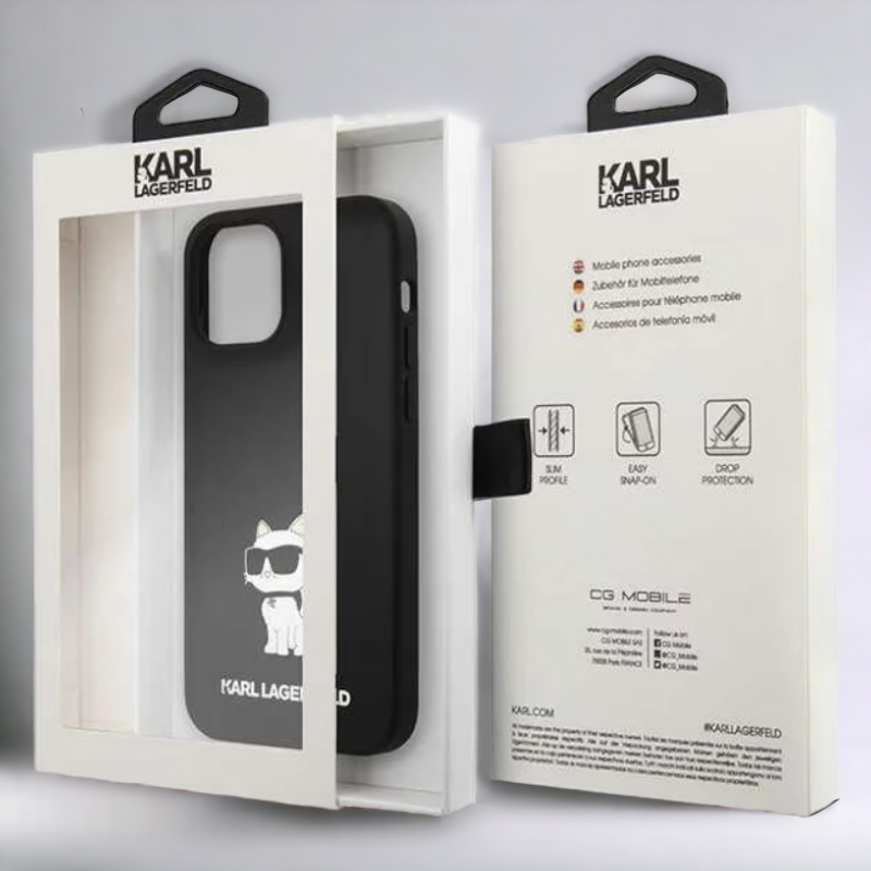 Silikonski ovitek Karl Lagerfeld "Liquid Silicone Choupette" za iPhone 13 Pro (KLHCP13LSNCHBCK)