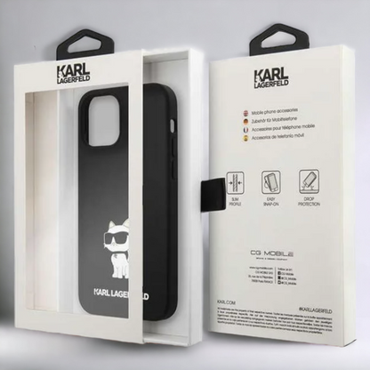 Silikonski ovitek Karl Lagerfeld "Liquid Silicone Choupette" za iPhone 13 Pro (KLHCP13LSNCHBCK)