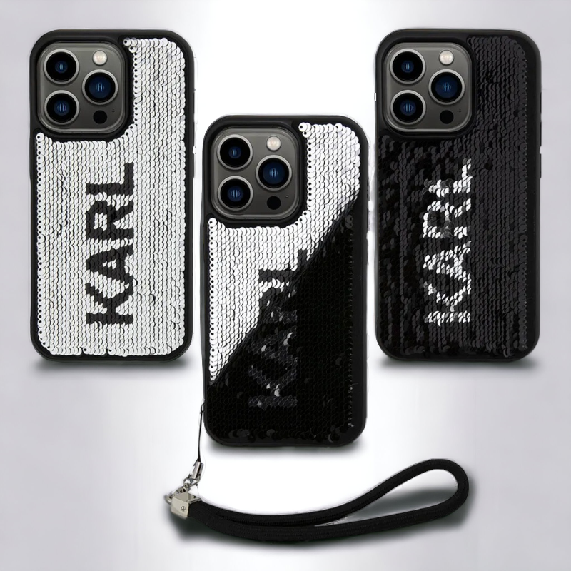 Ovitek Karl Lagerfeld "Sequins Reversible" za iPhone 14 Pro Max (KLHCP14XPSQRKS) – Srebrna / PC + TPU silikon