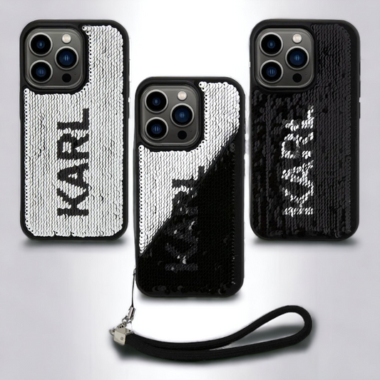 Ovitek Karl Lagerfeld "Sequins Reversible" za iPhone 14 Pro Max (KLHCP14XPSQRKS) – Srebrna / PC + TPU silikon