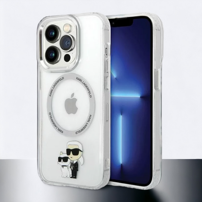 Silikonski ovitek Karl Lagerfeld "Karl & Choupette" za iPhone 13 Pro Max/12 Pro Max s tehologijo MagSafe (KLHMP13XHNKCIT