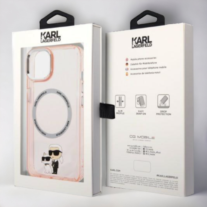 Silikonski ovitek Karl Lagerfeld "Karl & Choupette" za iPhone 14 Pro s tehologijo MagSafe (KLHMP14LHNKCIP)