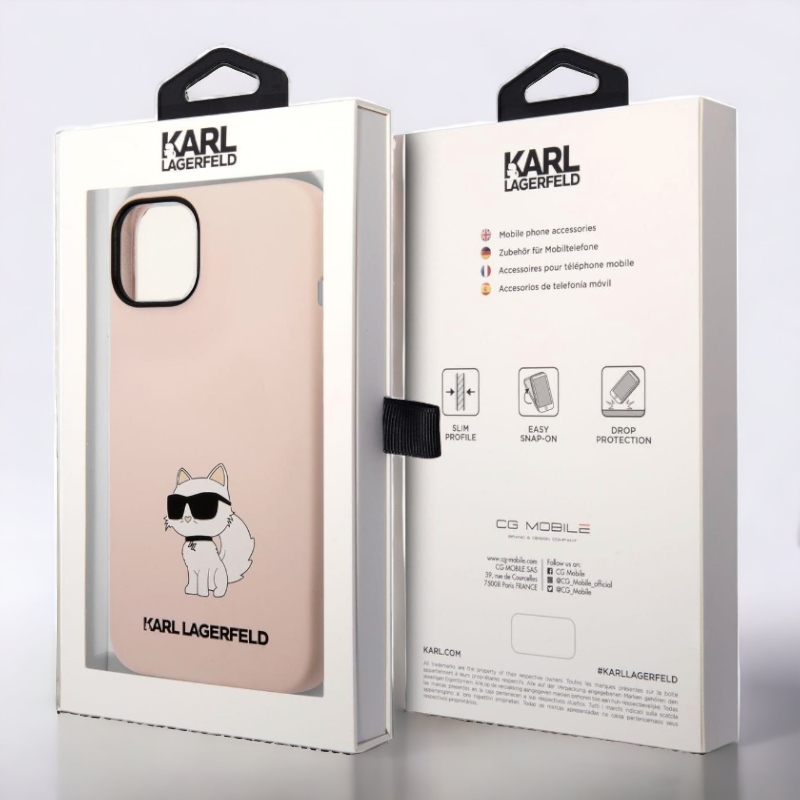 Ovitek Karl Lagerfeld "Choupette - silicone pink" za iPhone 14 Pro Max (KLHCP14XSNCHBCP)