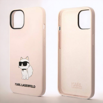 Ovitek Karl Lagerfeld "Choupette - silicone pink" za iPhone 13/14/15 (KLHCP13MSNCHBCP, KLHCP14SSNCHBCP)