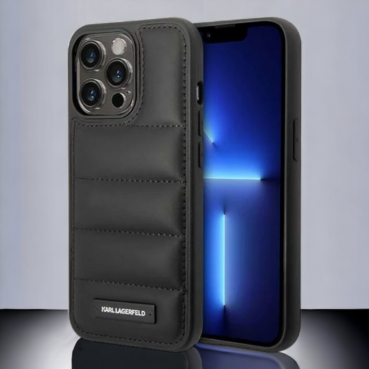 Ovitek Karl Lagerfeld "Puffy Metal Logo" za iPhone 14 Pro (KLHCP14LPSQAK) – Črna / PC + TPU silikon