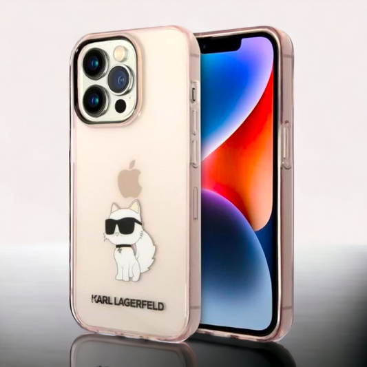 Ovitek Karl Lagerfeld "Choupette - PINK" za iPhone 14 Pro Max (KLHCP14XHNCHTCP) – Svetlo roza / PC + TPU silikon