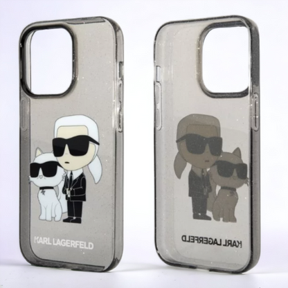 Ovitek Karl Lagerfeld "Karl & Choupette - glitter" za iPhone 14 Pro Max (KLHCP14XHNKCTGK)