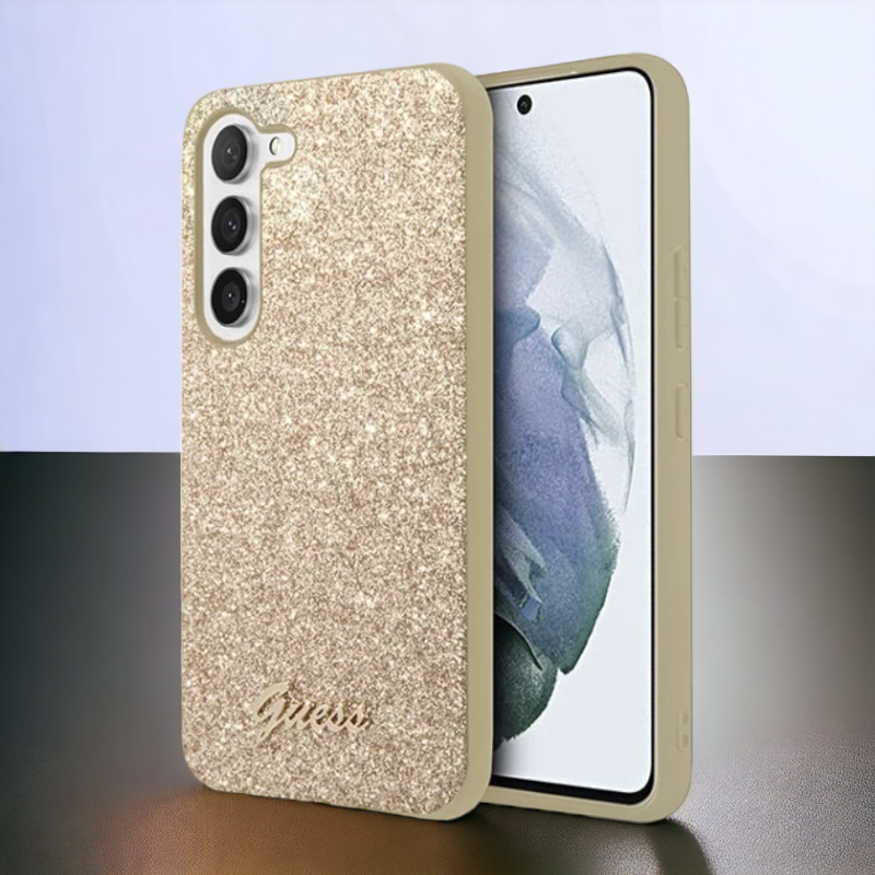 Ovitek Guess "Glitter gold" za Samsung Galaxy S23 Plus (GUHCS23MHGGSHD) – Zlata / PC + TPU silikon