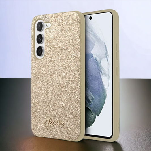 Ovitek Guess "Glitter gold" za Samsung Galaxy S23 Plus (GUHCS23MHGGSHD) – Zlata / PC + TPU silikon