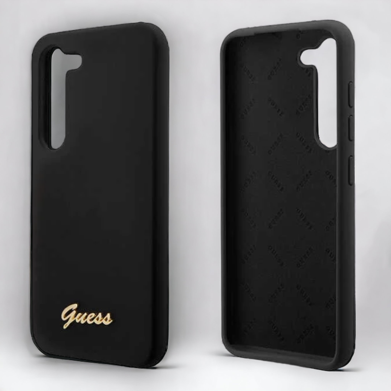 Silikonski ovitek Guess "Black - Metal Logo" za Samsung Galaxy S23 Plus (GUHCS23MSLSMK)