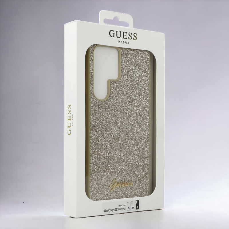 Ovitek Guess "Glitter gold" za Samsung Galaxy S23 Ultra (GUHCS23LHGGSHD)