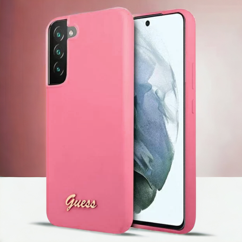 Ovitek Guess "fuchsia - Metal Logo" za Samsung Galaxy S22 Plus (GUHCS22MLSLMGFU) – Roza / TPU silikon