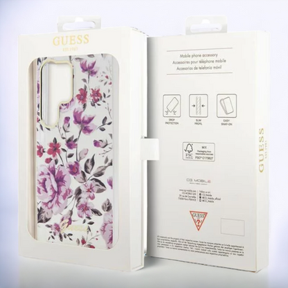 Ovitek Guess "Flower Collection - transparent" za Samsung Galaxy S23 Ultra (GUHCS23LHCFWST)