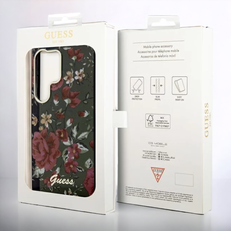Ovitek Guess "Flower Collection - kaki" za Samsung Galaxy S23 Ultra (GUHCS23LHCFWSA)