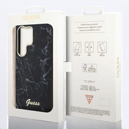 Ovitek Guess "Black marble" za Samsung Galaxy S23 Ultra (GUHCS23LPCUMAK)