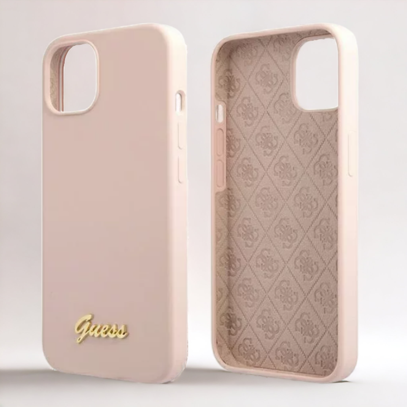 Ovitek Guess "Gold Logo" za iPhone 13/14/15 s tehologijo MagSafe (GUHMP13MLSLMGLP)